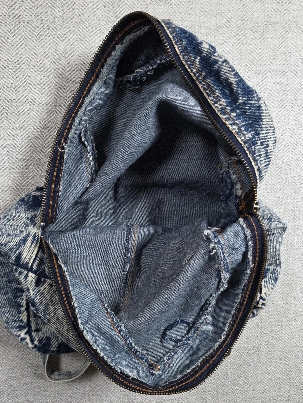PC Classics Acid Wash Denim Mini Backpack Rucksack Small Distressed